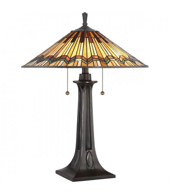 Alcott Tischlampe, Valliant Bronze, Tiffany Glas