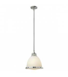 Meridian Pendelleuchte, Nickel gebürstet und Glas, 3 Glühbirnen