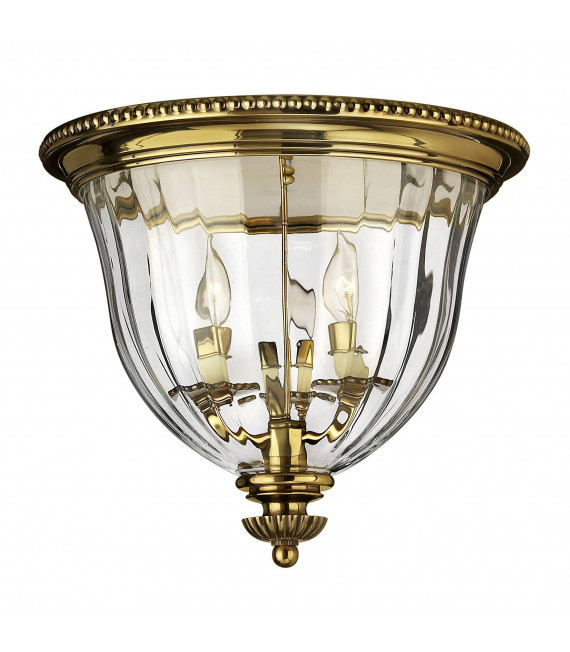 Plafonnier Cambridge, laiton et verre, 2 ampoules