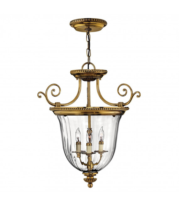 Lámpara colgante Cambridge, latón y vidrio, 3 bombillas, grande