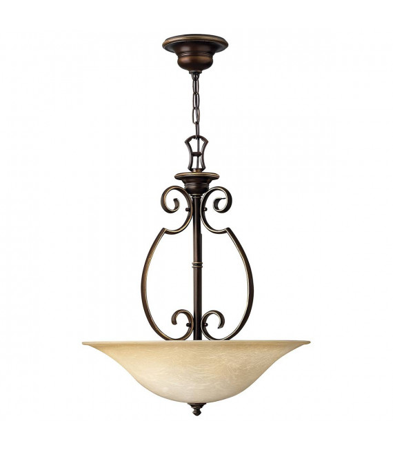 Lampada a sospensione per violoncello, bronzo antico e vetro alabastro, 1 lampadina