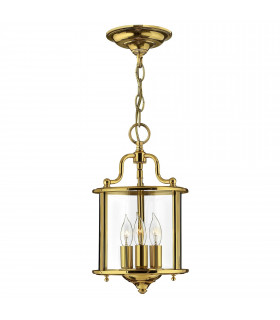 Lampada a sospensione Gentry, bronzo invecchiato e vetro, piccola