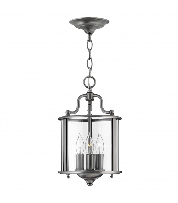 Gentry Pendelleuchte, poliertes Messing und Glas, klein