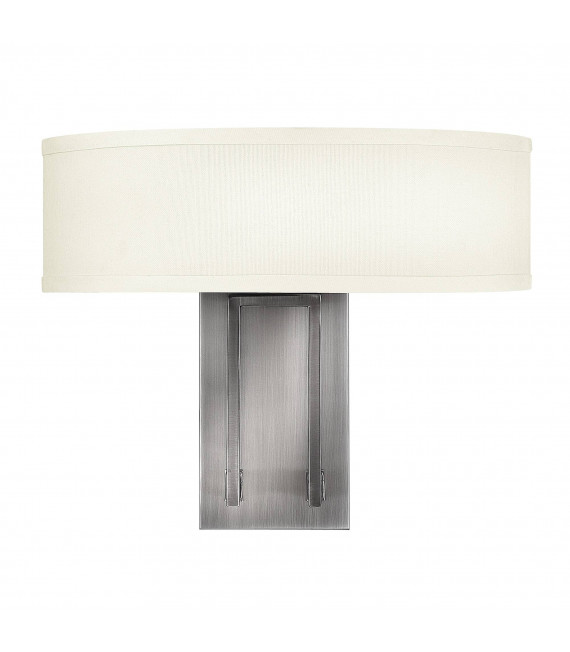 Hampton Wandleuchte, antikes Nickel und Acryl, cremefarbener Lampenschirm, 1 Glühbirne