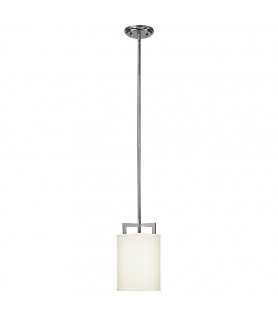 Lampada a sospensione Hampton, nichel antico e acrilico, paralume bianco sporco, 4 lampadine