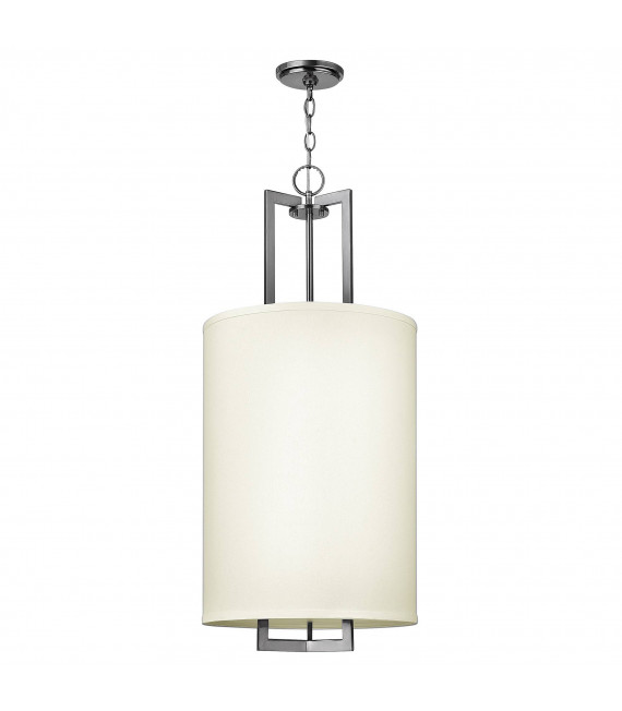 Hampton Pendelleuchte, antikes Nickel und Acryl, cremefarbener Lampenschirm, 1 Glühbirne