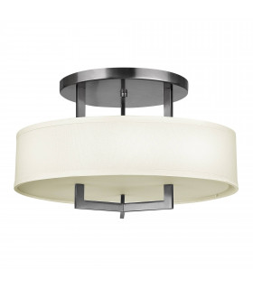 Lampada a sospensione Hampton, nichel antico e acrilico, paralume bianco sporco, 3 lampadine