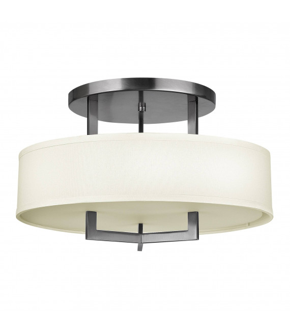 Lampada a sospensione Hampton, nichel antico e acrilico, paralume bianco sporco, 3 lampadine