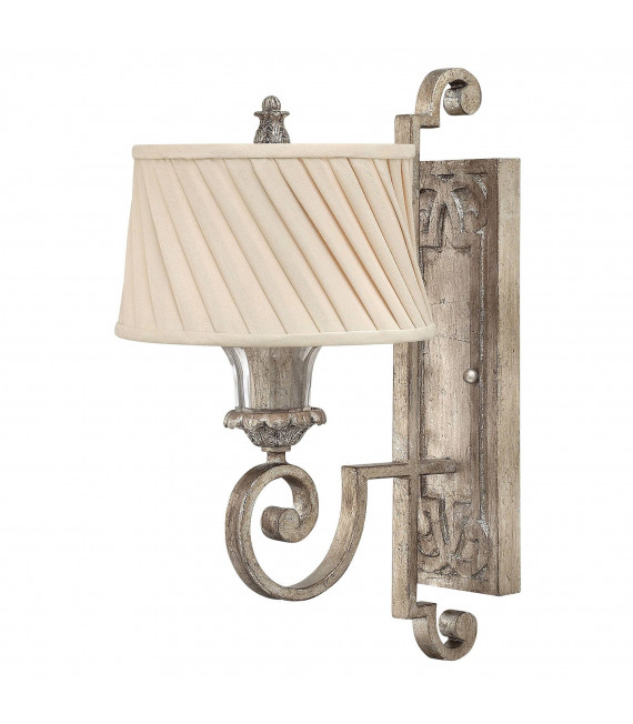 Hampton Wandleuchte, antikes Nickel und Acryl, cremefarbener Lampenschirm, 1 Glühbirne