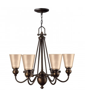 Lampada a sospensione Mayflower, bronzo invecchiato e vetro, 3 lampadine