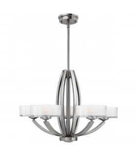 Meridian Pendelleuchte, Nickel gebürstet und Glas, 3 Glühbirnen