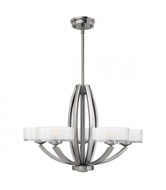 Meridian Pendelleuchte, Nickel gebürstet und Glas, 3 Glühbirnen