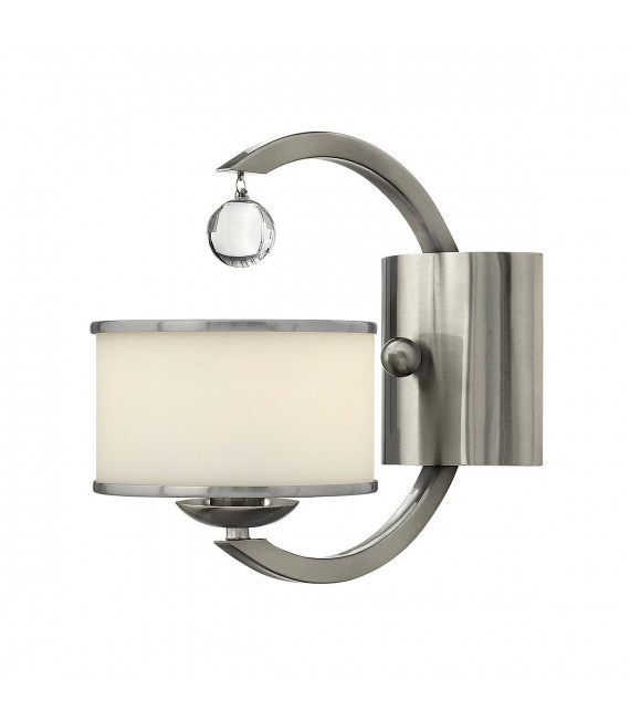 Applique Monaco, nickel brossé, verre opale et cristal, 2 ampoules
