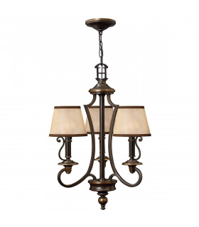 Lámpara colgante Plymouthl, bronce envejecido, 6 bombillas, con pantalla