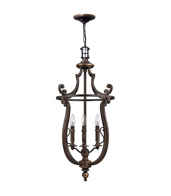 Colgante Plymouth, bronce envejecido, 3 bombillas, con pantalla