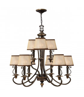 Colgante Plymouth, bronce envejecido, 3 bombillas, con pantalla