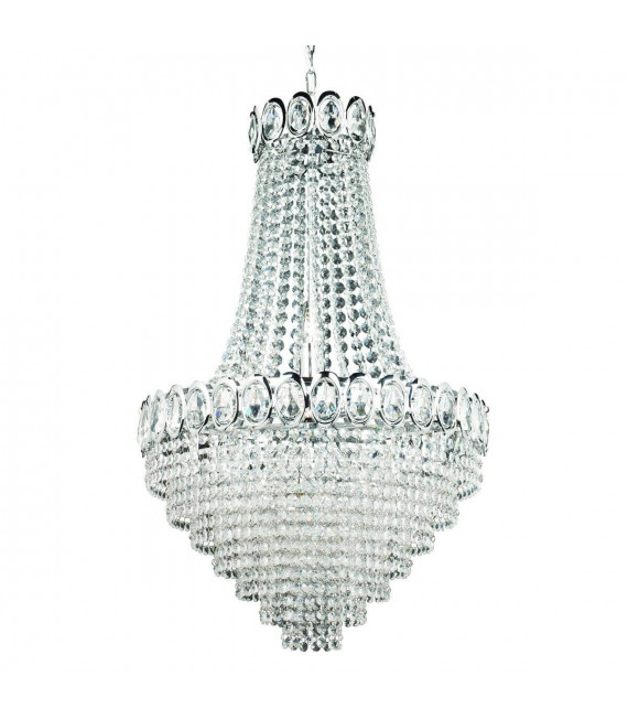 Pendelleuchte 6 Louis-Philippe-Lampen aus Chrom und Kristall