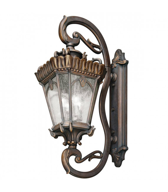 Gitterwandleuchte, Bronze und Glas, groß