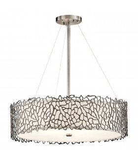 Lampada a sospensione Aleeka, peltro, 5 lampadine