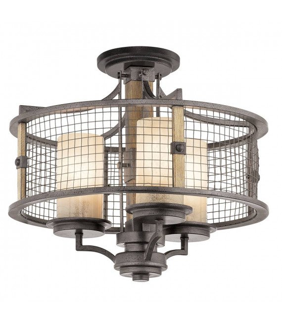 plafonnier ventilateur vintage 2 ampoules e27 max 60w brun patiné