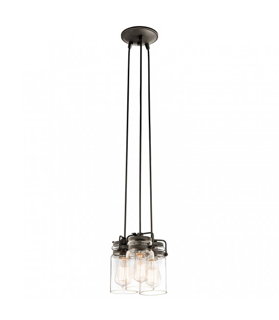 Brinley Anhänger, antike Bronze und Glas, 6 Glühbirnen