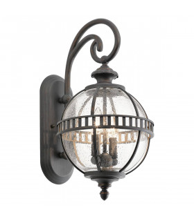 Halleron Wandleuchte, Bronze und Glas, 3 Glühbirnen