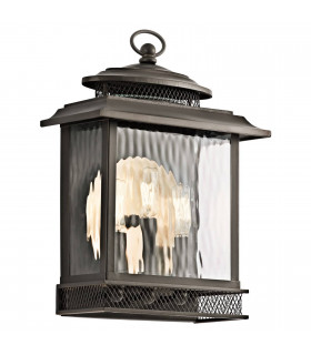 Lampada da parete Pettiford, bronzo antico e vetro, media