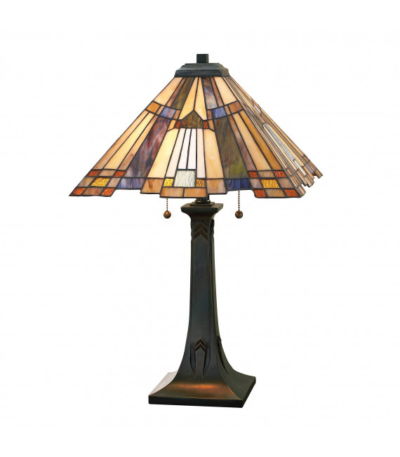 Inglenook Stehlampe, Bronze und Tiffany Glas