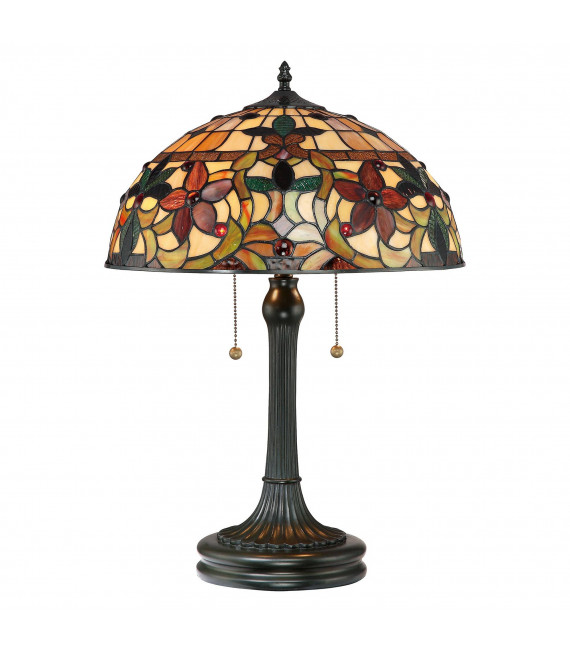 Lampada a sospensione Kami, bronzo vintage e vetro Tiffany