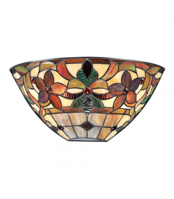 Lampada da soffitto Kami, bronzo vintage e vetro Tiffany