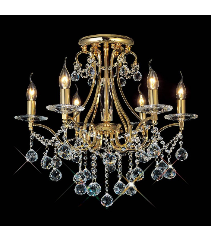 Lámpara de techo Bianco 6 bombillas oro / cristal