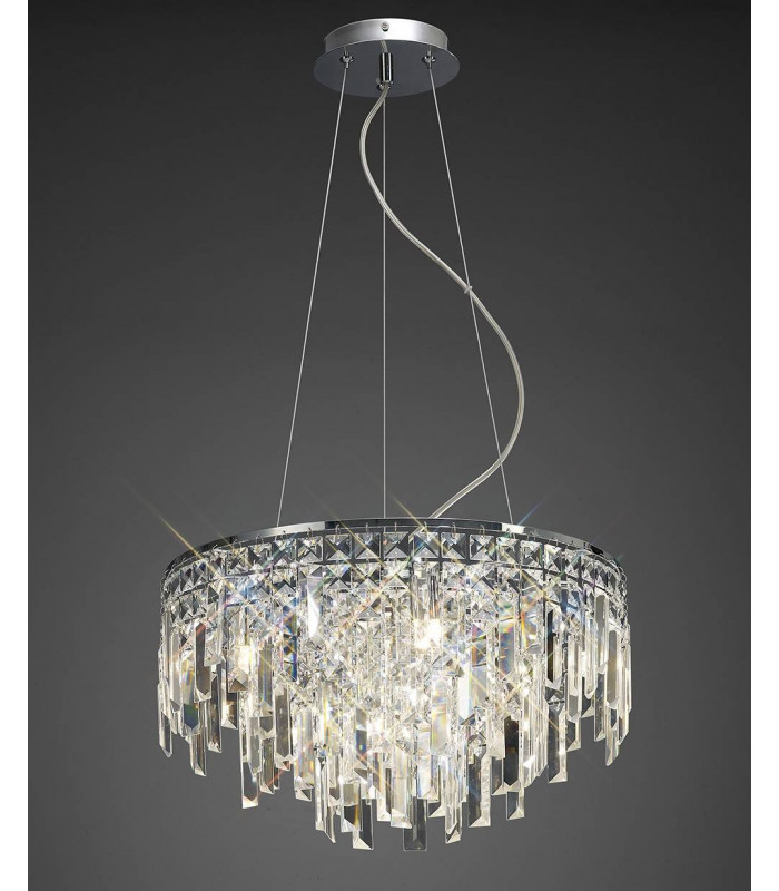 Maddison lámpara colgante redonda 6 bombillas cromo pulido / cristal