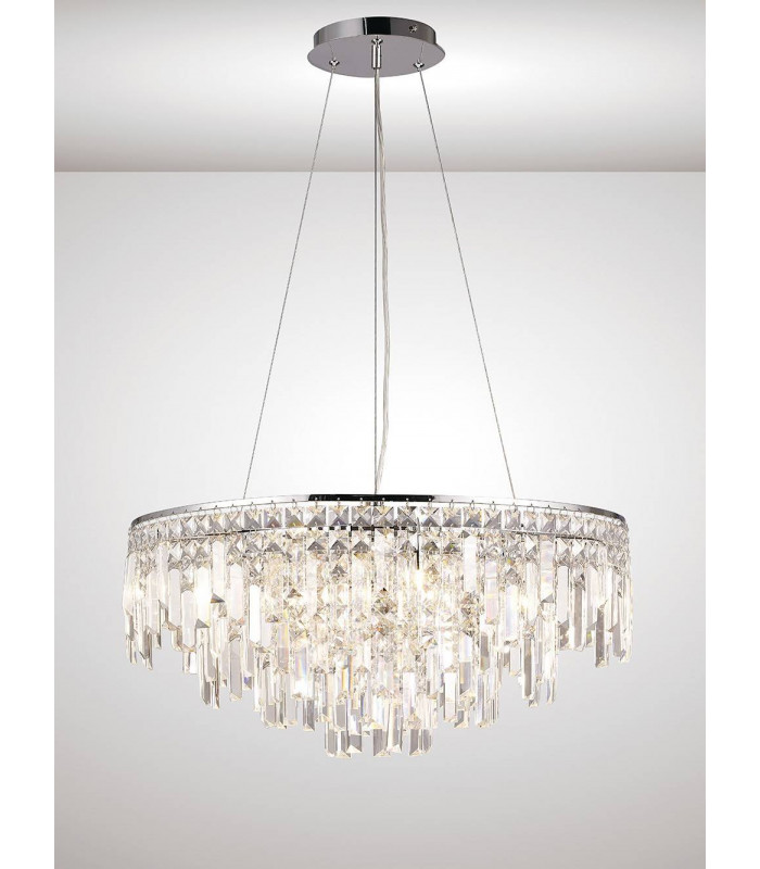 Maddison lámpara colgante redonda 8 bombillas G9 cromo pulido / cristal