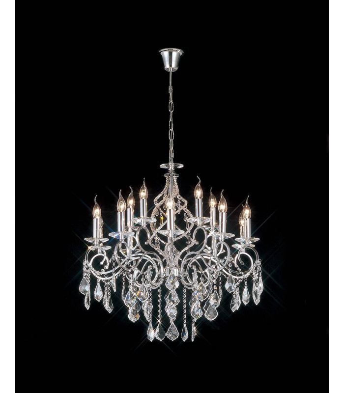 Lámpara colgante Torino 15 luces cromo pulido / cristal