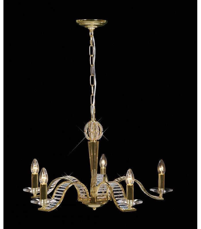 Niobe lámpara colgante 5 bombillas oro / cristal