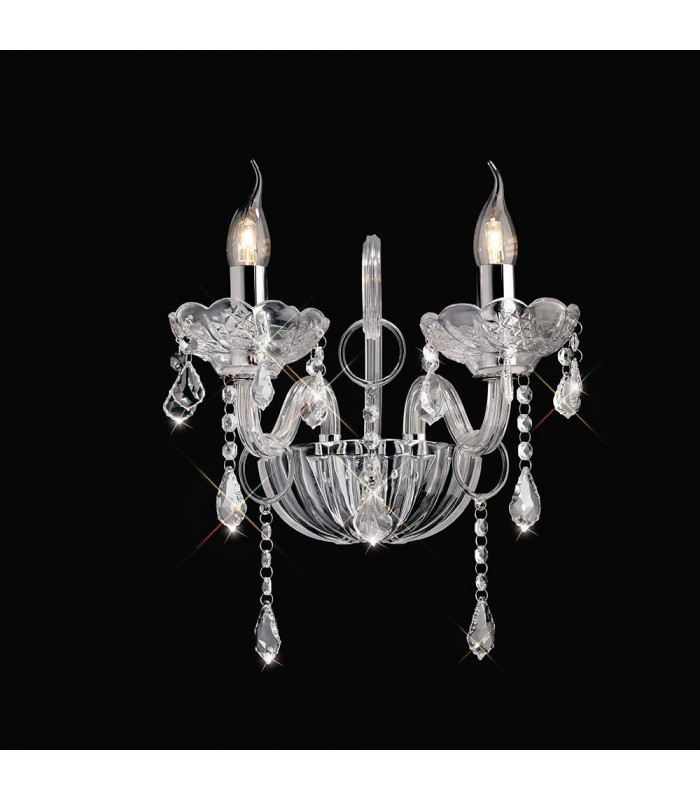 Aplique Tiana 2 Bombillas cromo pulido / vidrio / cristal