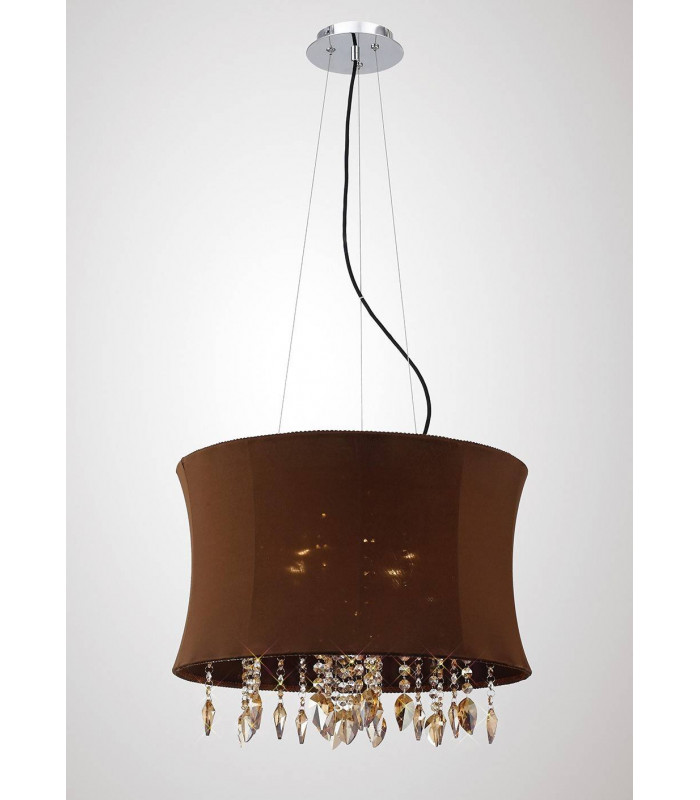 Colgante Niki de 4 luces con pantalla de cristal cromado pulido marrón / café