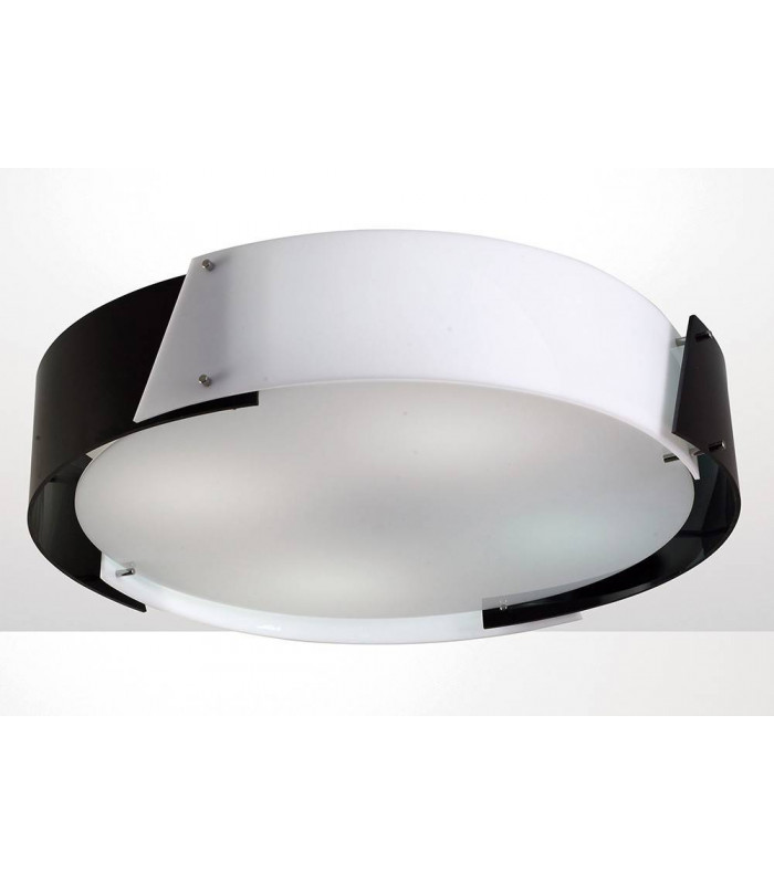 Lámpara de techo Dakota Medium 4 Bombillas cromo pulido / negro y blanco arílico