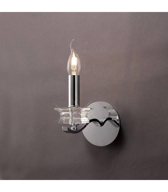 Aplique de pared Nydia con interruptor 1 bombilla de cromo pulido / cristal