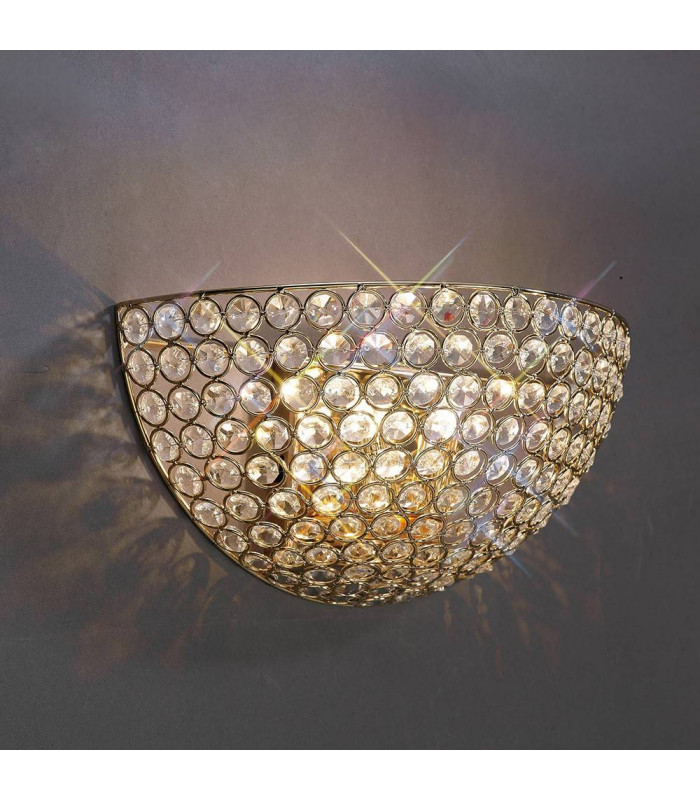 Aplique de pared Ava Circular 2 bombillas oro / cristal