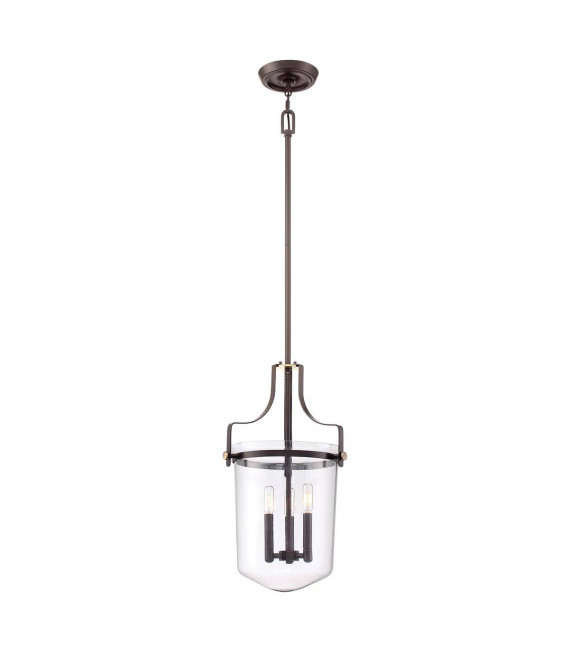 Lampada a sospensione Penn Station, nichel spazzolato, 3 lampadine