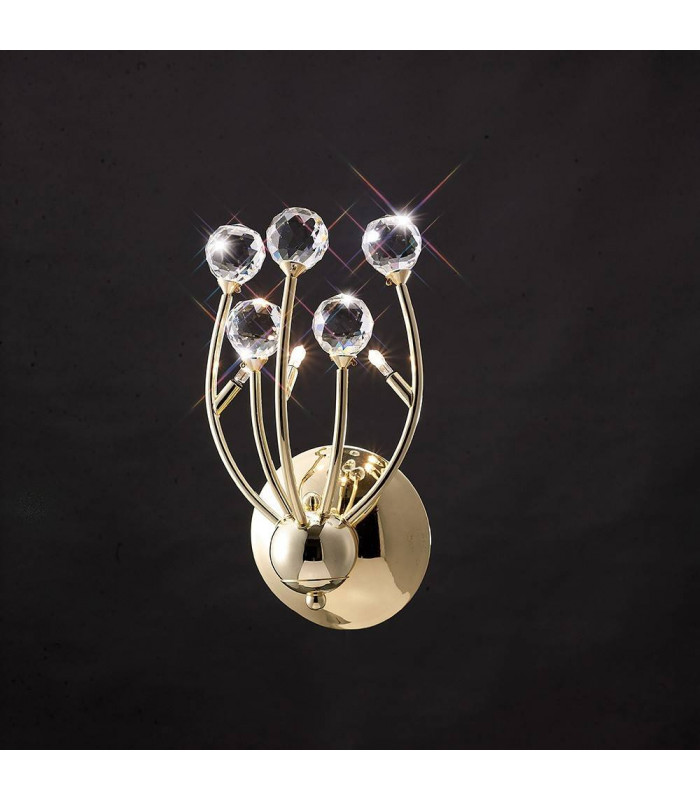 Xeena Aplique con interruptor 3 Bombillas oro / cristal