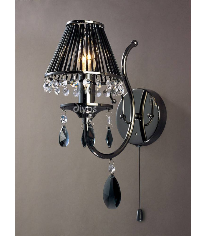 Aplique Luna 1 Bombilla cromo negro / cristal