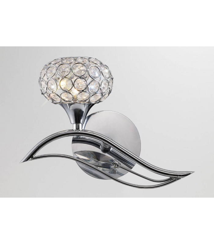 Aplique de pared Leimo con interruptor 1 bombilla izquierda cromo pulido / cristal