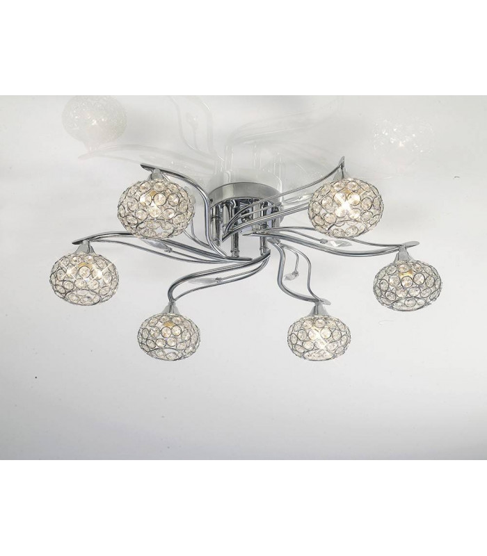 Lámpara de techo Leimo 6 Bombillas cromo pulido / cristal