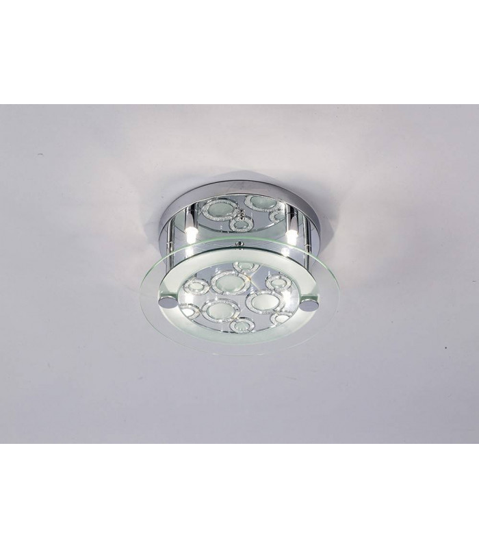 Destello Plafón redondo 4 bombillas cromo pulido / cristal