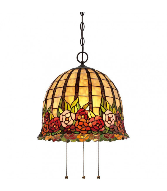 Libelle Deckenleuchte, Bronze und Tiffany Glas