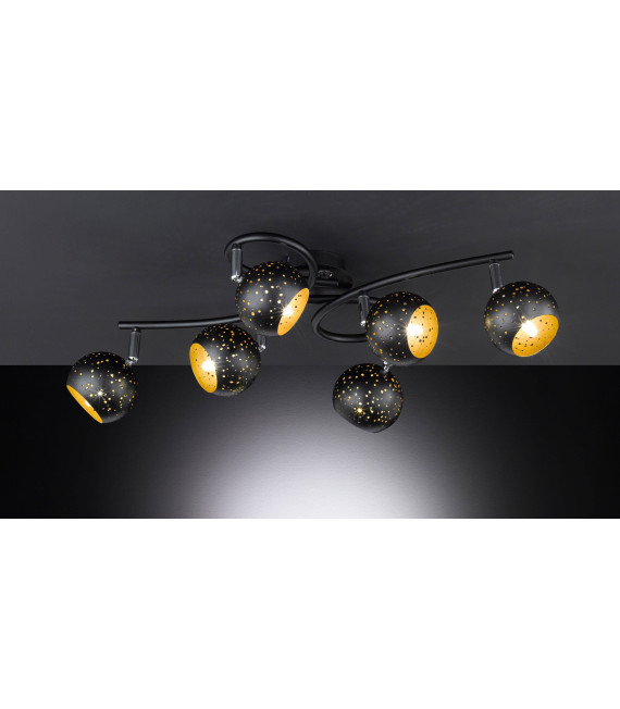 PILAR spot nero 6 lampadine