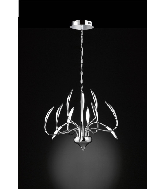 Lampada a sospensione cromata HAMPTON 12 lampadine a LED