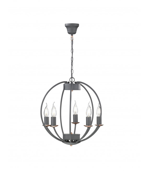 Sospensione VALETTA grigio chiaro 5 lampadine
